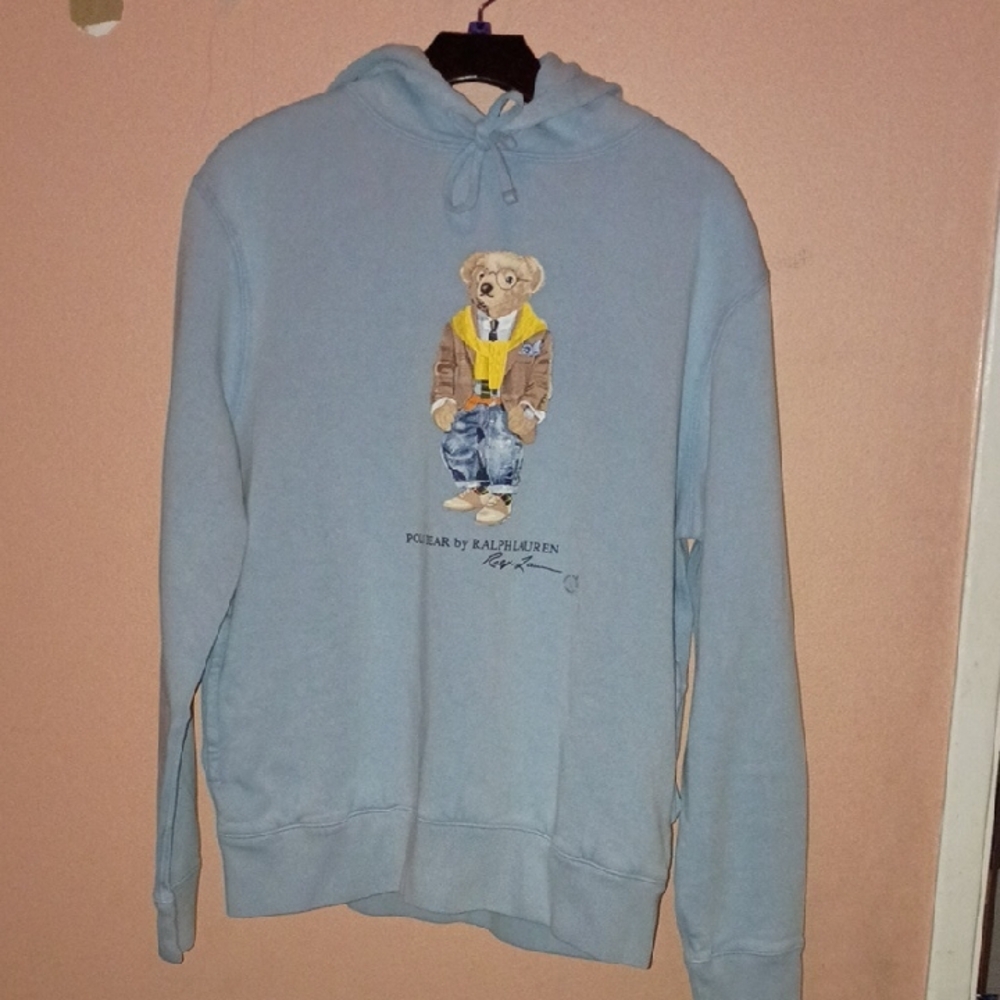 Polo by Ralph Lauren Light Blue Hoodie with Bear Design
